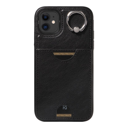 iPhone 11 Calf Texture Phone Case with Card Slot & Ring Holder - Durable & Stylish Protection