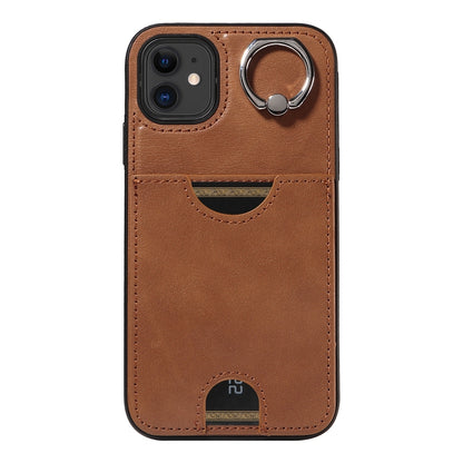 iPhone 11 Calf Texture Phone Case with Card Slot & Ring Holder - Durable & Stylish Protection