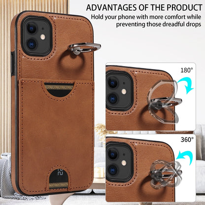 iPhone 11 Calf Texture Phone Case with Card Slot & Ring Holder - Durable & Stylish Protection