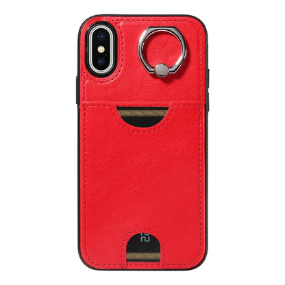 iPhone X/XS Calf Texture Phone Case with Card Slot & Ring Holder - Durable & Stylish Protection