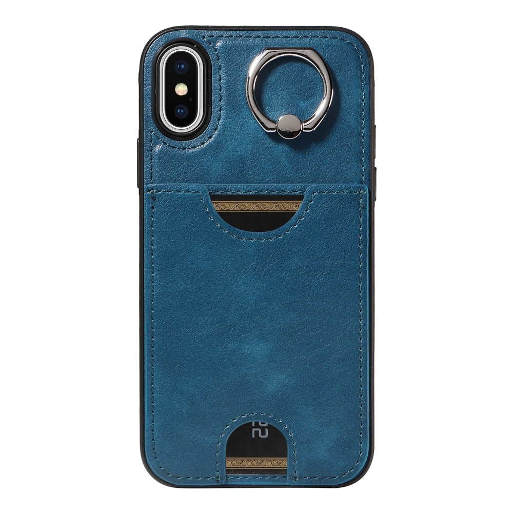 iPhone X/XS Calf Texture Phone Case with Card Slot & Ring Holder - Durable & Stylish Protection