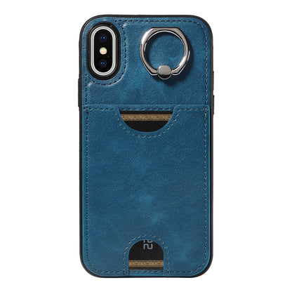 iPhone X/XS Calf Texture Phone Case with Card Slot & Ring Holder - Durable & Stylish Protection