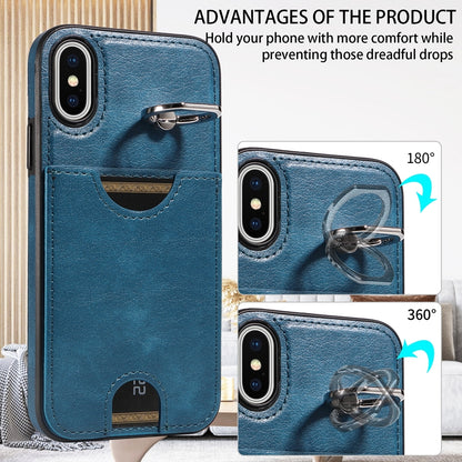 iPhone X/XS Calf Texture Phone Case with Card Slot & Ring Holder - Durable & Stylish Protection