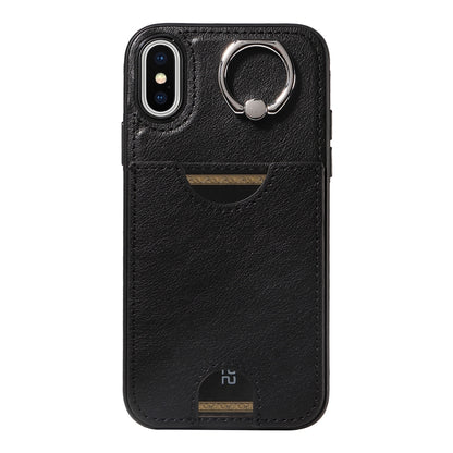 iPhone X/XS Calf Texture Phone Case with Card Slot & Ring Holder - Durable & Stylish Protection