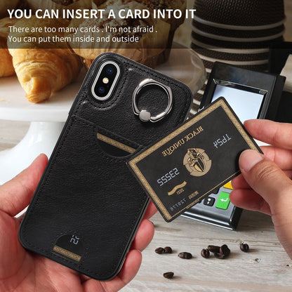 iPhone X/XS Calf Texture Phone Case with Card Slot & Ring Holder - Durable & Stylish Protection
