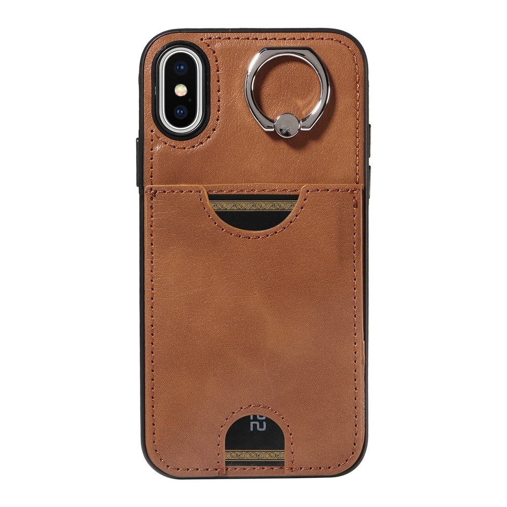 iPhone X/XS Calf Texture Phone Case with Card Slot & Ring Holder - Durable & Stylish Protection