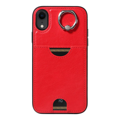 iPhone XR Calf Texture Phone Case with Card Slot & Ring Holder - Durable & Stylish Protection