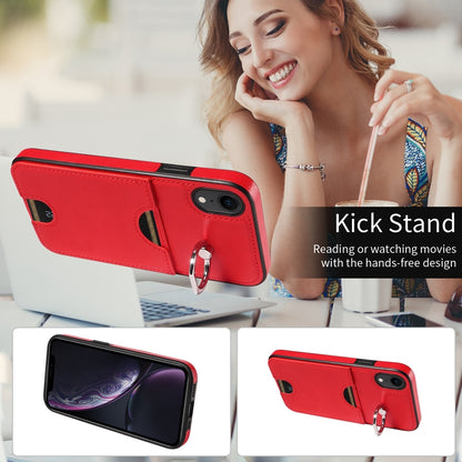 iPhone XR Calf Texture Phone Case with Card Slot & Ring Holder - Durable & Stylish Protection