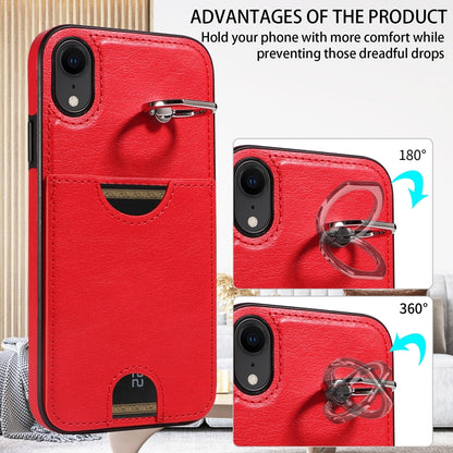 iPhone XR Calf Texture Phone Case with Card Slot & Ring Holder - Durable & Stylish Protection