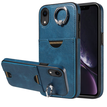 iPhone XR Calf Texture Phone Case with Card Slot & Ring Holder - Durable & Stylish Protection