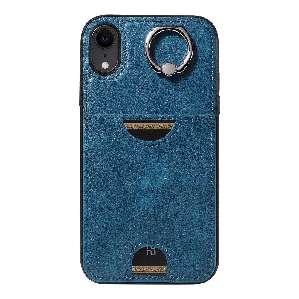 iPhone XR Calf Texture Phone Case with Card Slot & Ring Holder - Durable & Stylish Protection