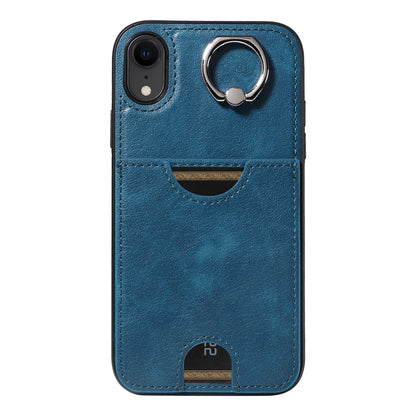 iPhone XR Calf Texture Phone Case with Card Slot & Ring Holder - Durable & Stylish Protection