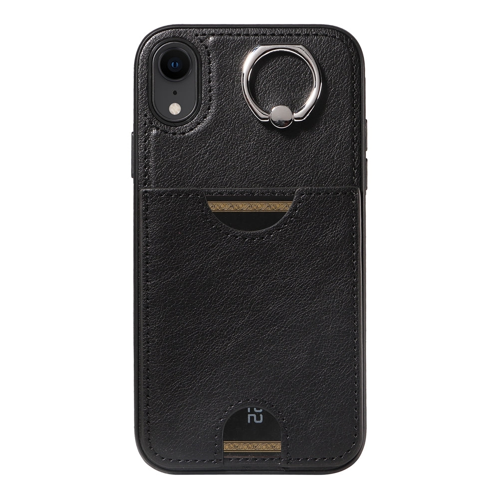 iPhone XR Calf Texture Phone Case with Card Slot & Ring Holder - Durable & Stylish Protection