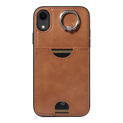iPhone XR Calf Texture Phone Case with Card Slot & Ring Holder - Durable & Stylish Protection