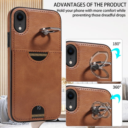 iPhone XR Calf Texture Phone Case with Card Slot & Ring Holder - Durable & Stylish Protection