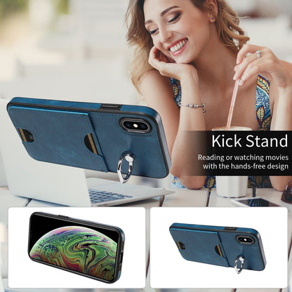 iPhone XS Max Calf Texture Phone Case with Card Slot & Ring Holder - Durable & Stylish Protection