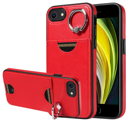 iPhone 7/8 Calf Texture Phone Case with Card Slot & Ring Holder - Durable & Stylish Protection
