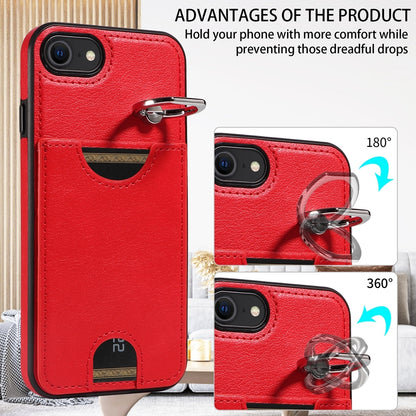 iPhone 7/8 Calf Texture Phone Case with Card Slot & Ring Holder - Durable & Stylish Protection