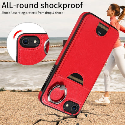 iPhone 7/8 Calf Texture Phone Case with Card Slot & Ring Holder - Durable & Stylish Protection