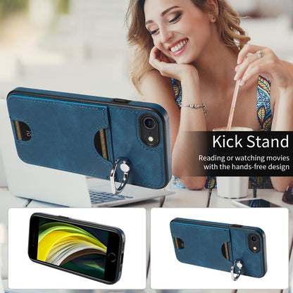 iPhone 7/8 Calf Texture Phone Case with Card Slot & Ring Holder - Durable & Stylish Protection
