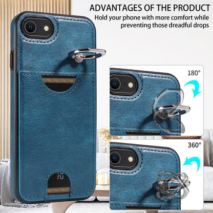 iPhone 7/8 Calf Texture Phone Case with Card Slot & Ring Holder - Durable & Stylish Protection