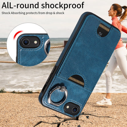 iPhone 7/8 Calf Texture Phone Case with Card Slot & Ring Holder - Durable & Stylish Protection