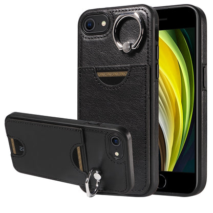 iPhone 7/8 Calf Texture Phone Case with Card Slot & Ring Holder - Durable & Stylish Protection