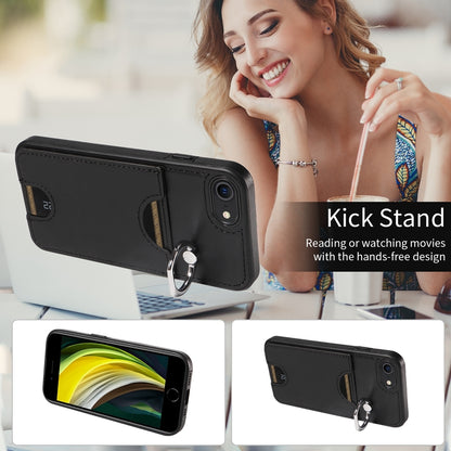 iPhone 7/8 Calf Texture Phone Case with Card Slot & Ring Holder - Durable & Stylish Protection