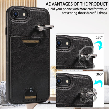 iPhone 7/8 Calf Texture Phone Case with Card Slot & Ring Holder - Durable & Stylish Protection