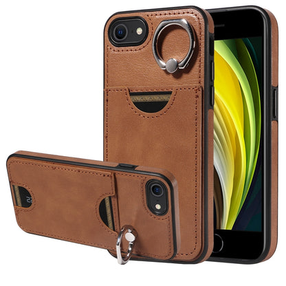 iPhone 7/8 Calf Texture Phone Case with Card Slot & Ring Holder - Durable & Stylish Protection