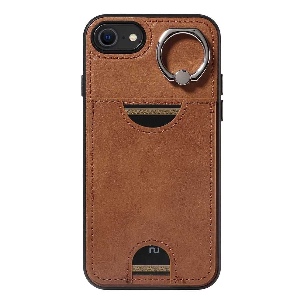 iPhone 7/8 Calf Texture Phone Case with Card Slot & Ring Holder - Durable & Stylish Protection