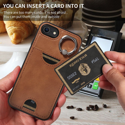 iPhone 7/8 Calf Texture Phone Case with Card Slot & Ring Holder - Durable & Stylish Protection