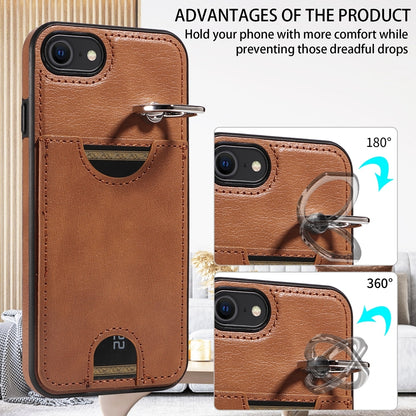 iPhone 7/8 Calf Texture Phone Case with Card Slot & Ring Holder - Durable & Stylish Protection