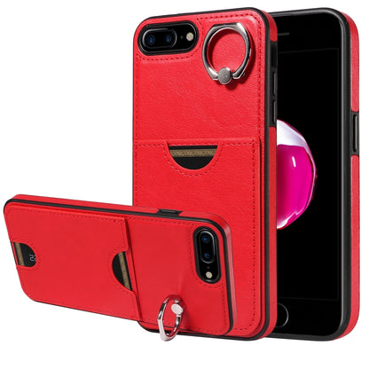 iPhone 7 Plus/8 Plus Calf Texture Phone Case with Card Slot & Ring Holder - Durable & Stylish Protection