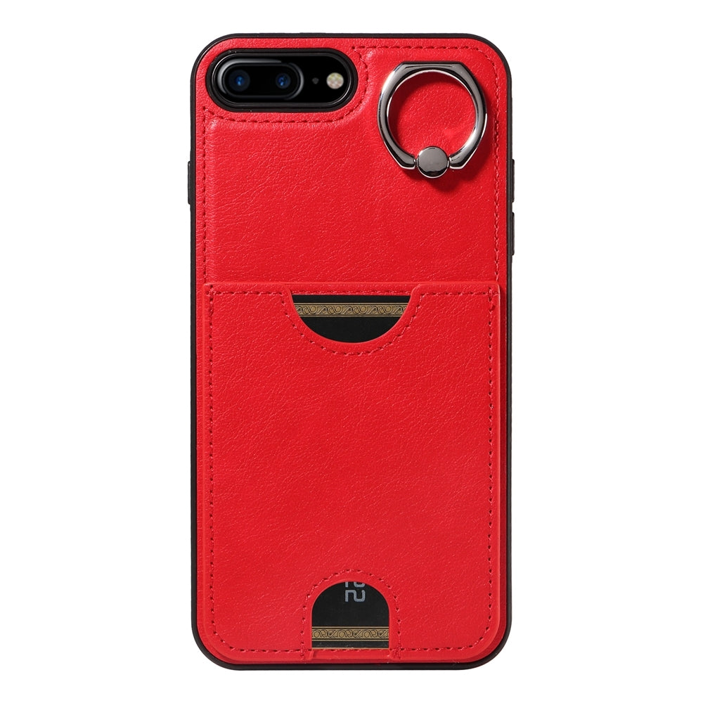 iPhone 7 Plus/8 Plus Calf Texture Phone Case with Card Slot & Ring Holder - Durable & Stylish Protection