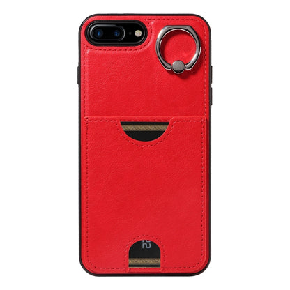 iPhone 7 Plus/8 Plus Calf Texture Phone Case with Card Slot & Ring Holder - Durable & Stylish Protection