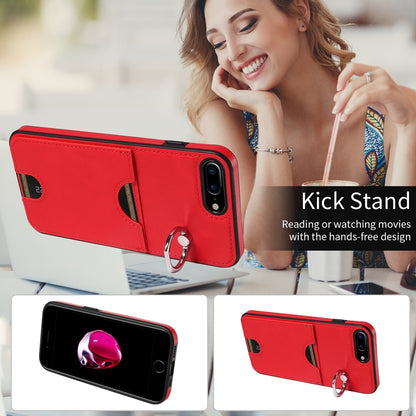 iPhone 7 Plus/8 Plus Calf Texture Phone Case with Card Slot & Ring Holder - Durable & Stylish Protection