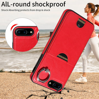iPhone 7 Plus/8 Plus Calf Texture Phone Case with Card Slot & Ring Holder - Durable & Stylish Protection