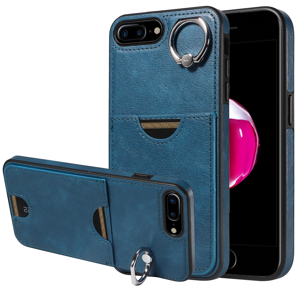iPhone 7 Plus/8 Plus Calf Texture Phone Case with Card Slot & Ring Holder - Durable & Stylish Protection