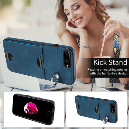 iPhone 7 Plus/8 Plus Calf Texture Phone Case with Card Slot & Ring Holder - Durable & Stylish Protection