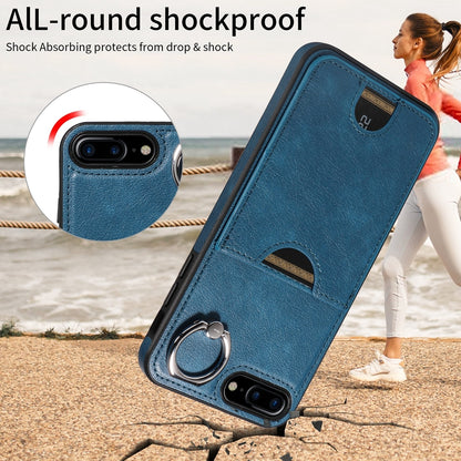 iPhone 7 Plus/8 Plus Calf Texture Phone Case with Card Slot & Ring Holder - Durable & Stylish Protection