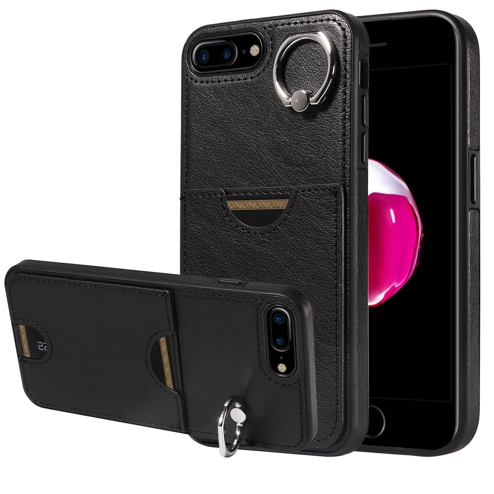 iPhone 7 Plus/8 Plus Calf Texture Phone Case with Card Slot & Ring Holder - Durable & Stylish Protection