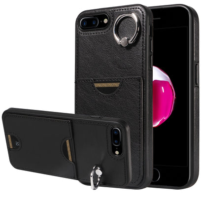 iPhone 7 Plus/8 Plus Calf Texture Phone Case with Card Slot & Ring Holder - Durable & Stylish Protection