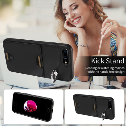 iPhone 7 Plus/8 Plus Calf Texture Phone Case with Card Slot & Ring Holder - Durable & Stylish Protection