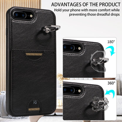 iPhone 7 Plus/8 Plus Calf Texture Phone Case with Card Slot & Ring Holder - Durable & Stylish Protection