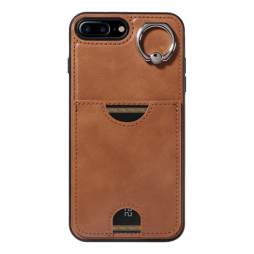 iPhone 7 Plus/8 Plus Calf Texture Phone Case with Card Slot & Ring Holder - Durable & Stylish Protection