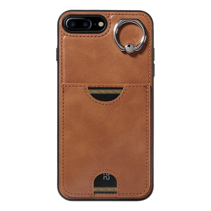 iPhone 7 Plus/8 Plus Calf Texture Phone Case with Card Slot & Ring Holder - Durable & Stylish Protection