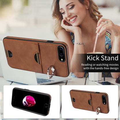 iPhone 7 Plus/8 Plus Calf Texture Phone Case with Card Slot & Ring Holder - Durable & Stylish Protection