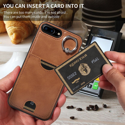 iPhone 7 Plus/8 Plus Calf Texture Phone Case with Card Slot & Ring Holder - Durable & Stylish Protection