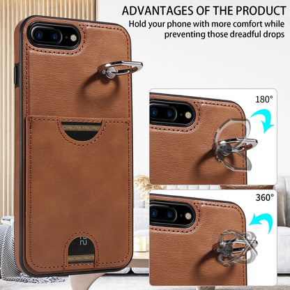 iPhone 7 Plus/8 Plus Calf Texture Phone Case with Card Slot & Ring Holder - Durable & Stylish Protection